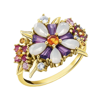 Anillo Flores de Colores Oro