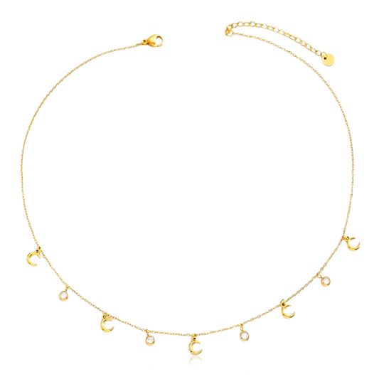 Choker Lunas y Circonitas Oro