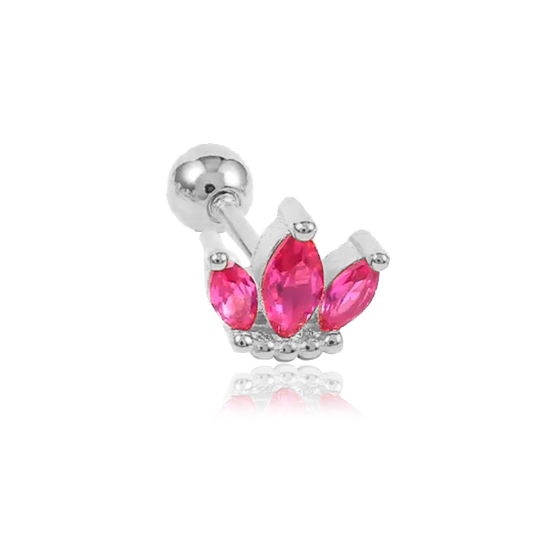 Pendiente Tulipán Rosa Plata