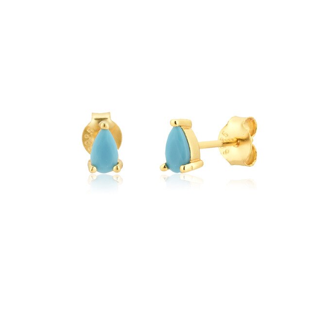 Pendientes Aguamarina Gota Oro