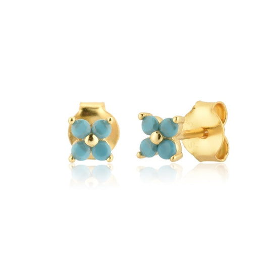 Pendientes Aguamarina Flower Oro