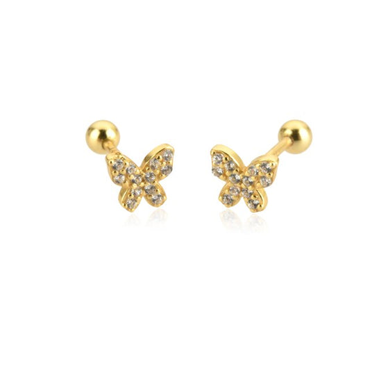 Pendientes White Mini Butterfly Oro